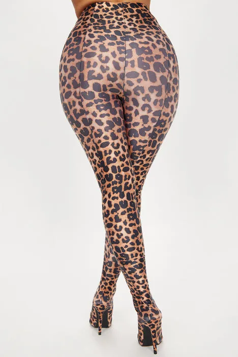 Leopard Multicolour Print Drawstring Slimming Hip Lifting Reflective High Waisted Pants Boots