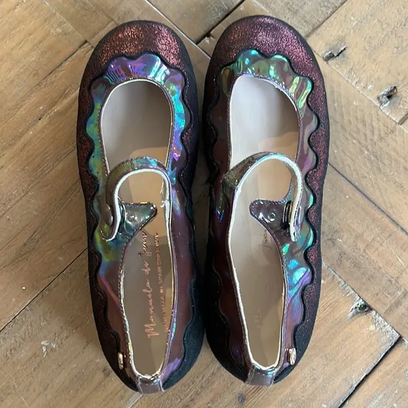 Manuela de Juan berry iridescent Mary Jane shoes