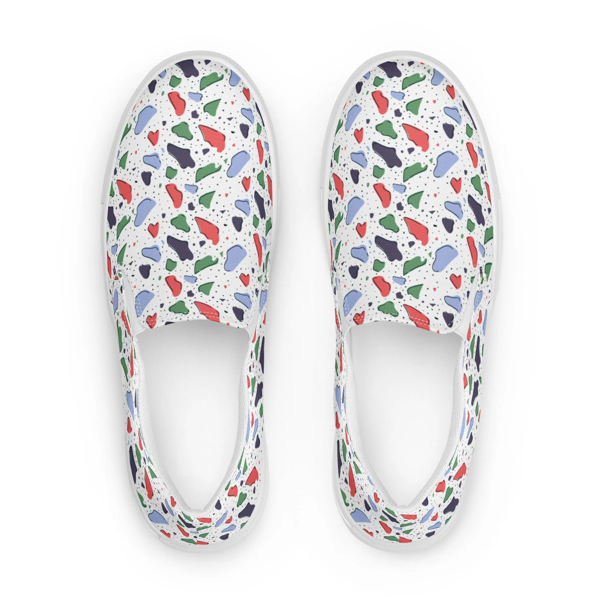 Men’s slip-on canvas shoes  - Colorful terrazzo pattern design - print on demand