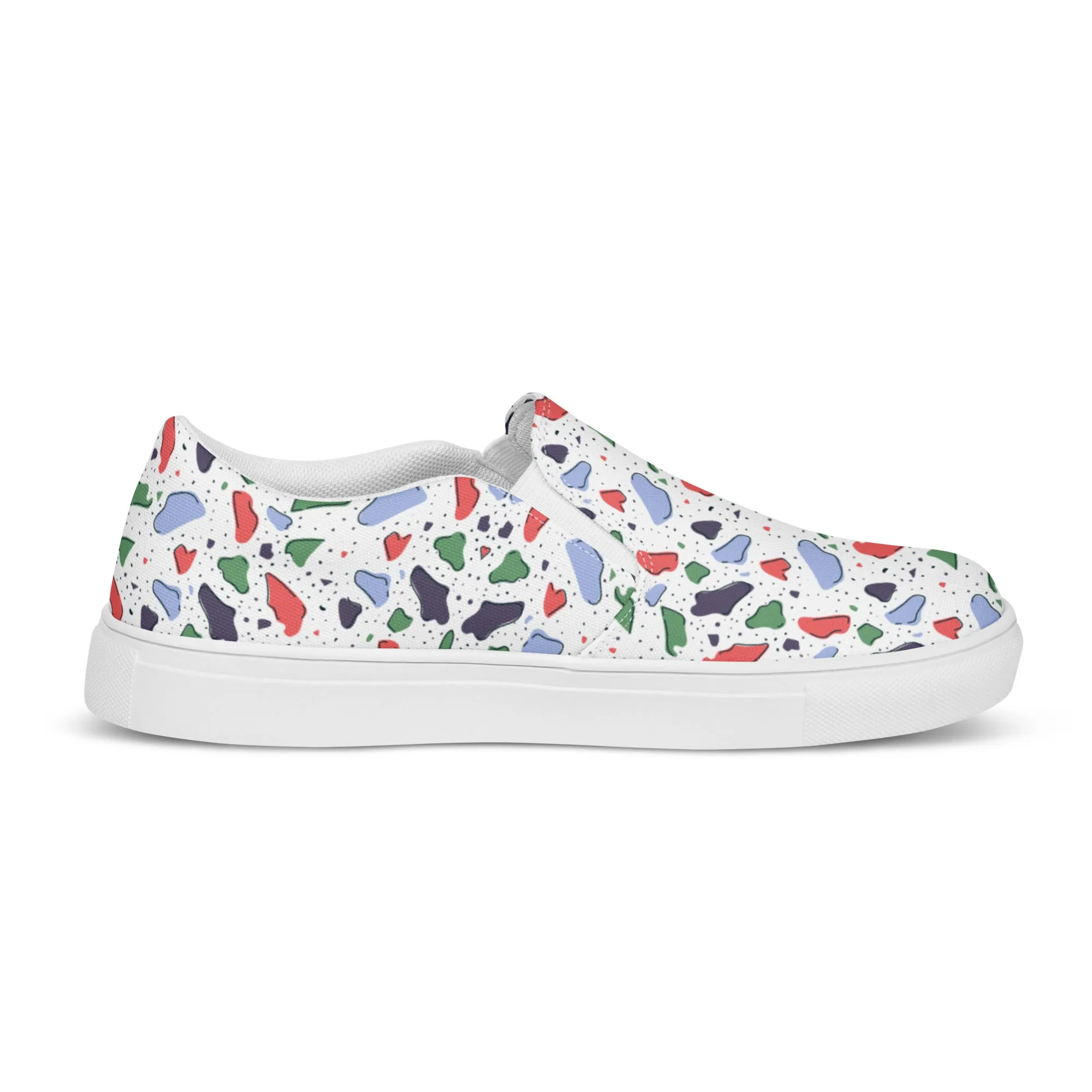 Men’s slip-on canvas shoes  - Colorful terrazzo pattern design - print on demand