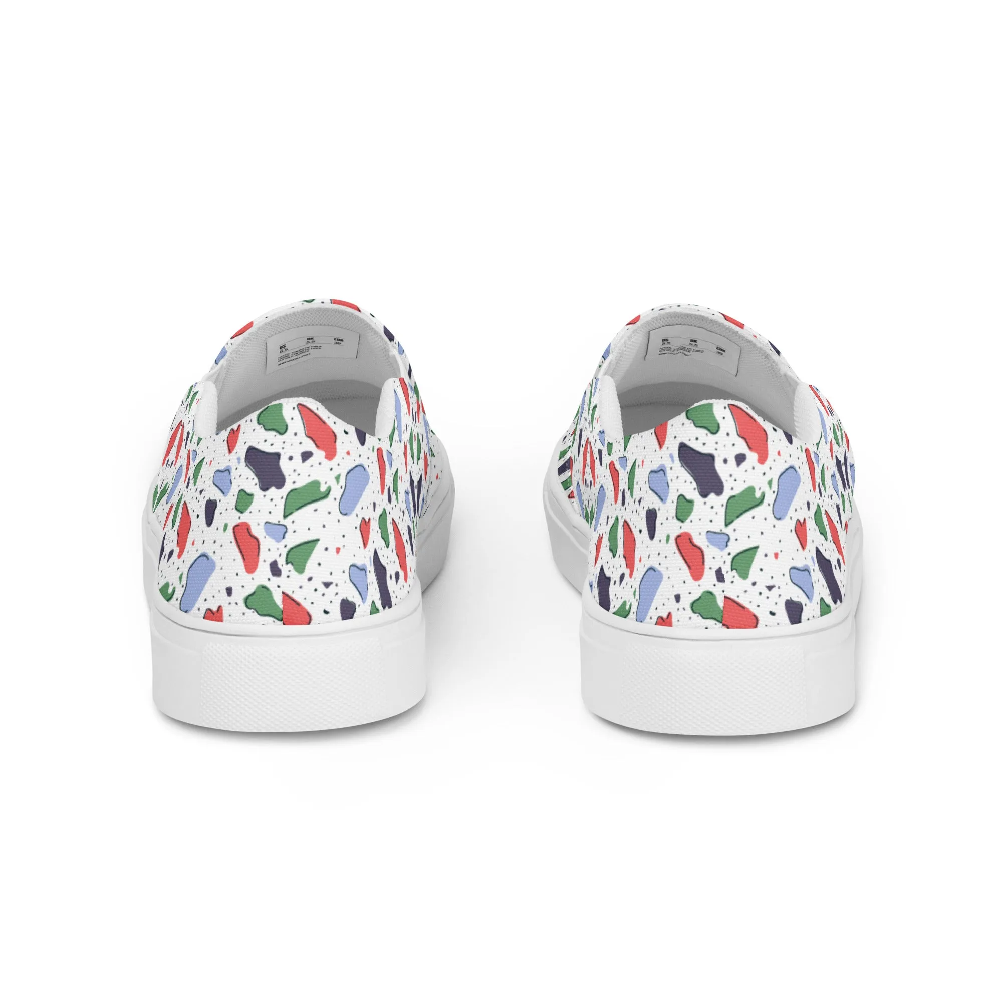 Men’s slip-on canvas shoes  - Colorful terrazzo pattern design - print on demand