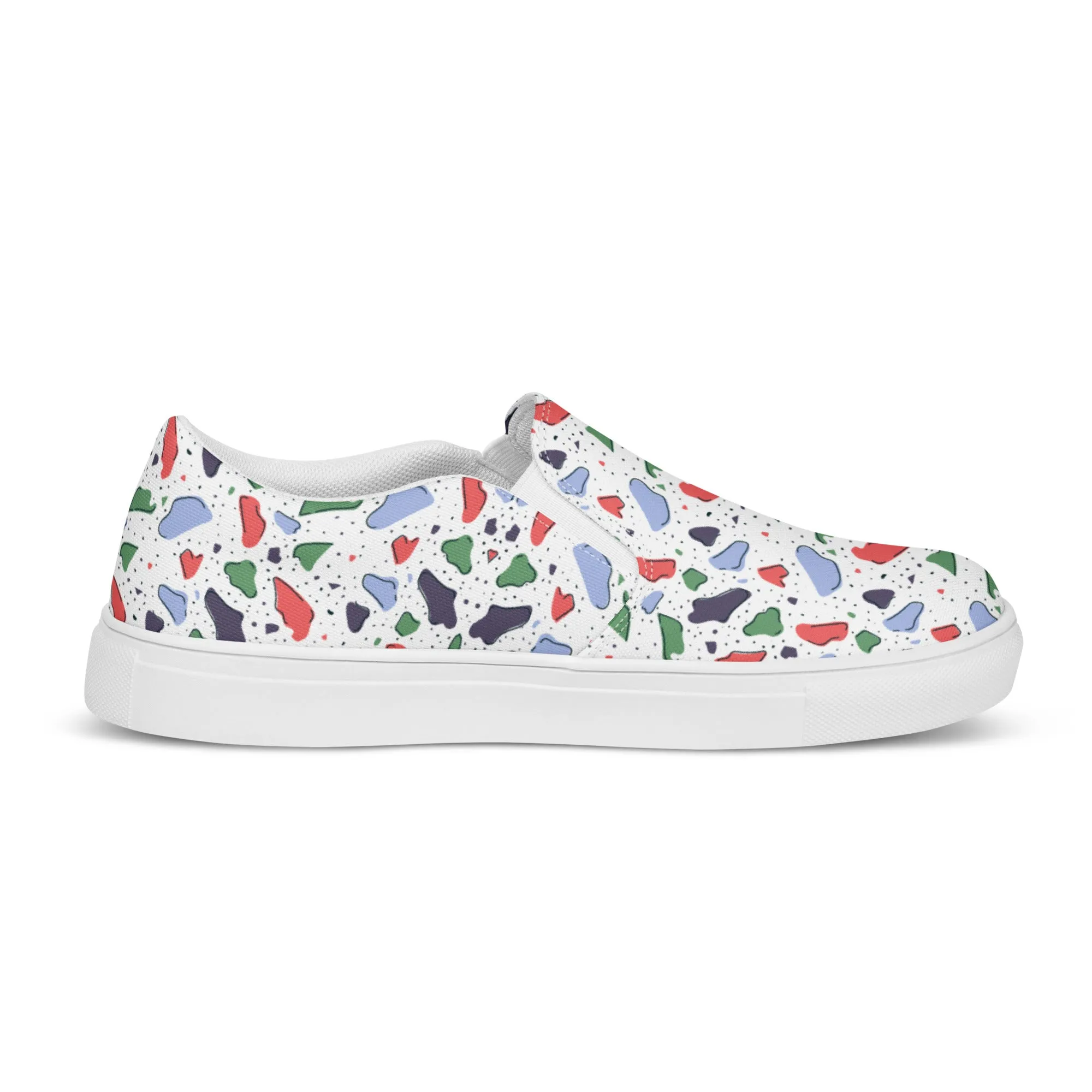 Men’s slip-on canvas shoes  - Colorful terrazzo pattern design - print on demand