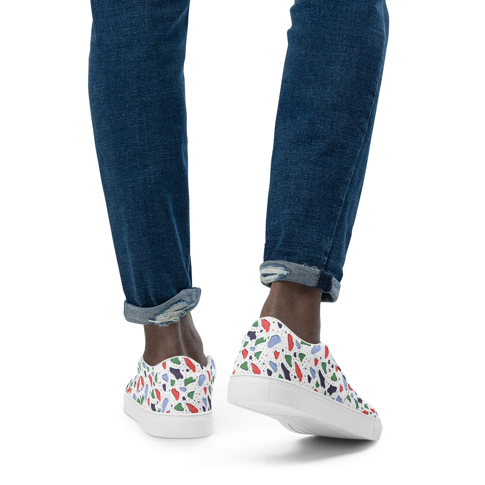 Men’s slip-on canvas shoes  - Colorful terrazzo pattern design - print on demand