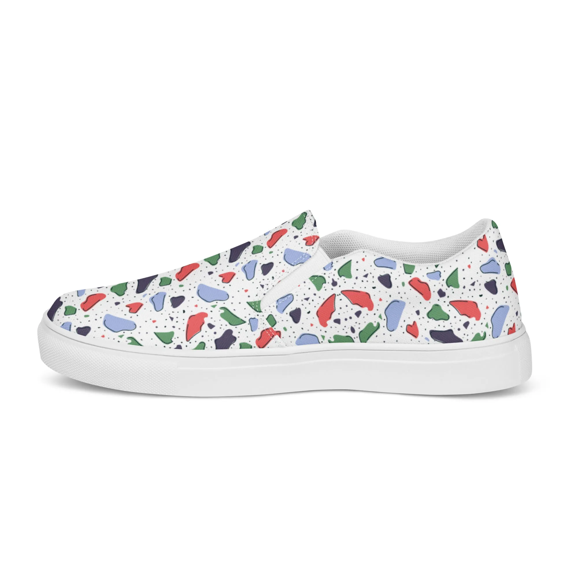 Men’s slip-on canvas shoes  - Colorful terrazzo pattern design - print on demand