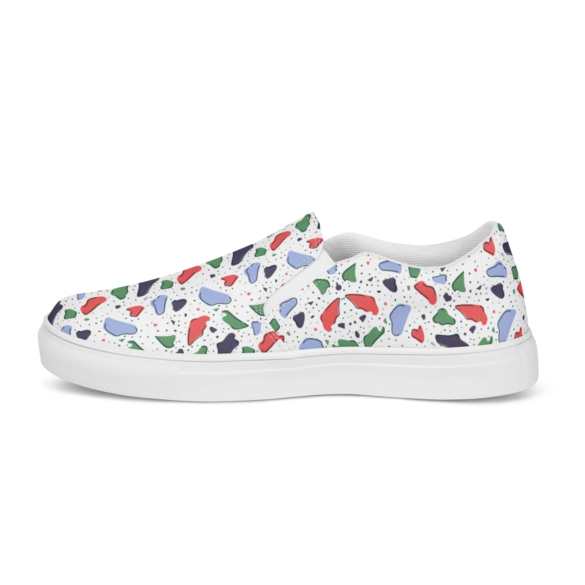 Men’s slip-on canvas shoes  - Colorful terrazzo pattern design - print on demand