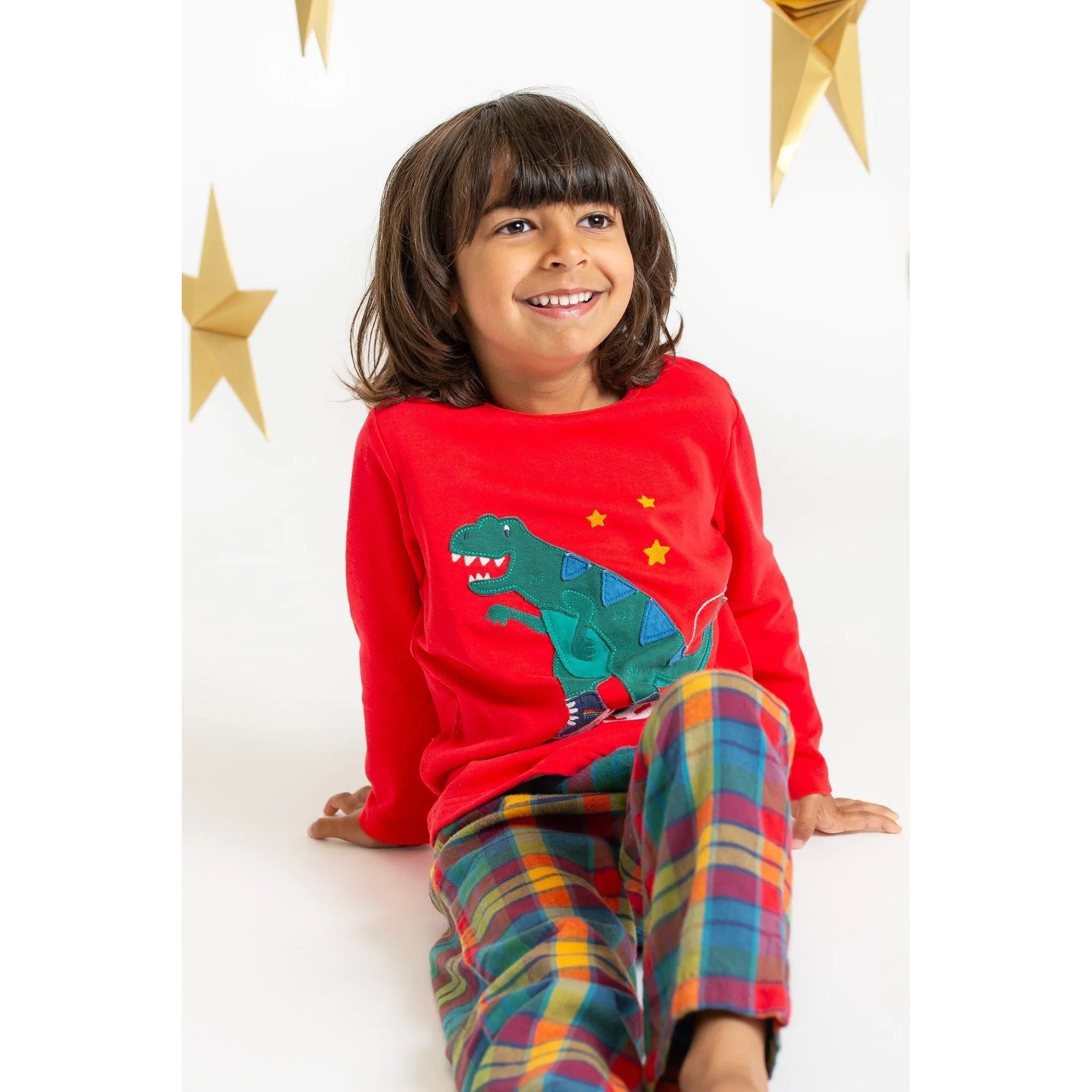 Merry Rainbow Check / Dinosaur Caden Check Pyjamas - 1 Left Size 2-3 years