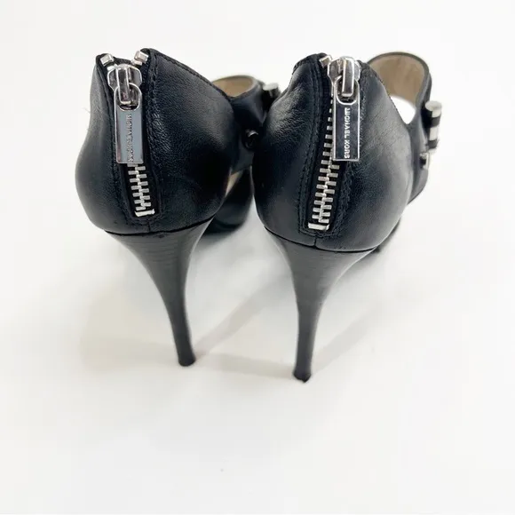MICHAEL Michael Kors Peep Toe Black Strap Heel, Size 8.5