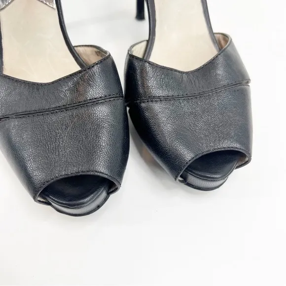 MICHAEL Michael Kors Peep Toe Black Strap Heel, Size 8.5