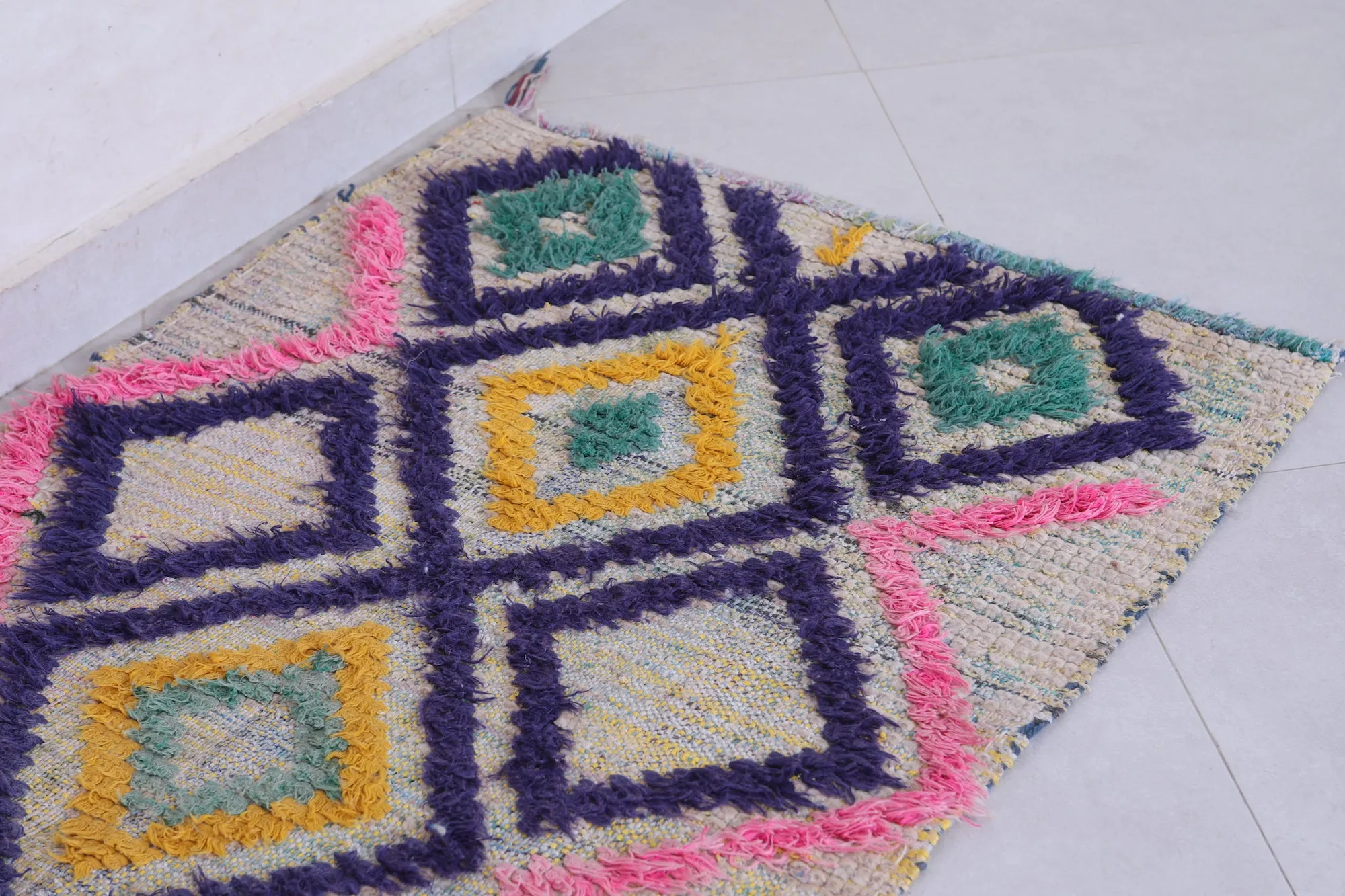 Moroccan Runner Rug – Colorful Diamond Design 2.2 x 5.4 FT