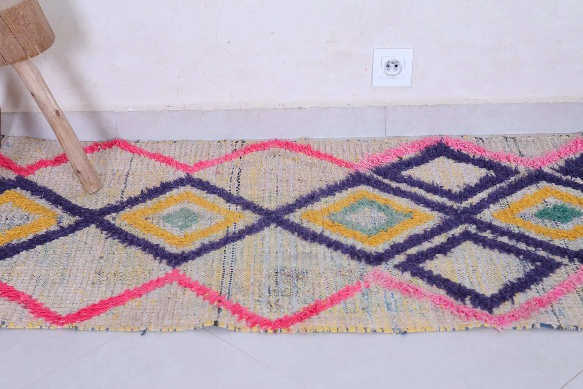 Moroccan Runner Rug – Colorful Diamond Design 2.2 x 5.4 FT