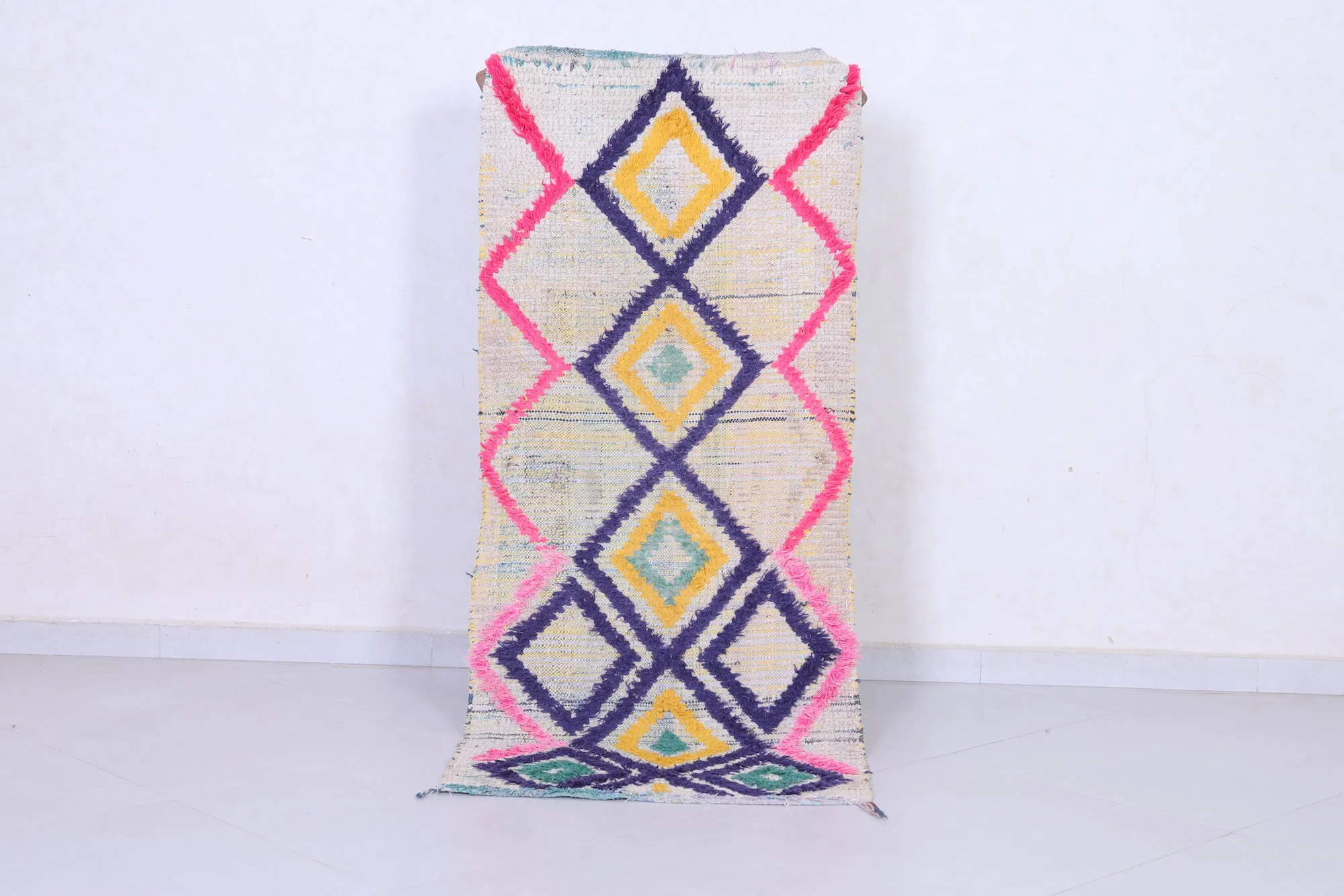 Moroccan Runner Rug – Colorful Diamond Design 2.2 x 5.4 FT