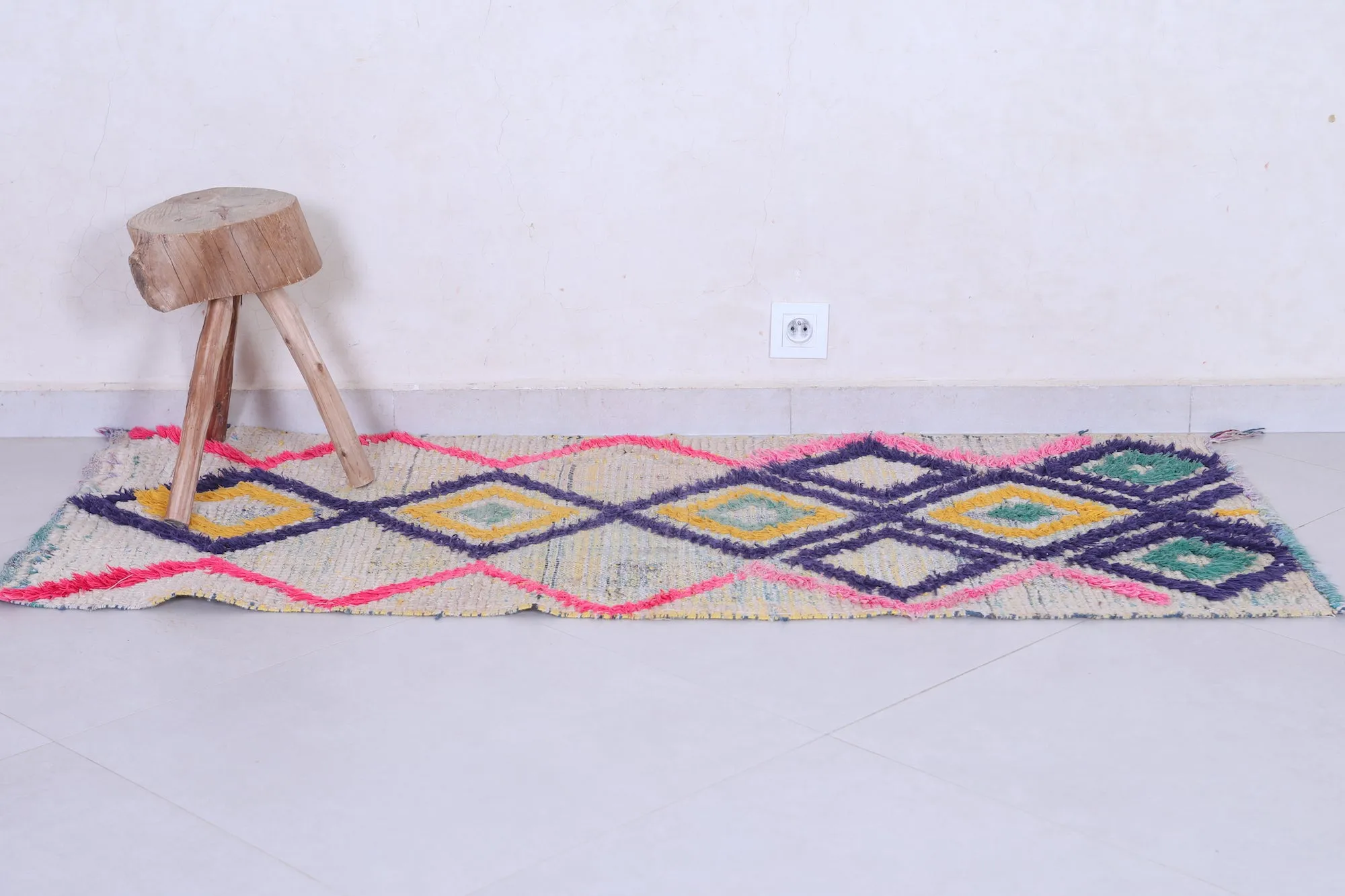 Moroccan Runner Rug – Colorful Diamond Design 2.2 x 5.4 FT