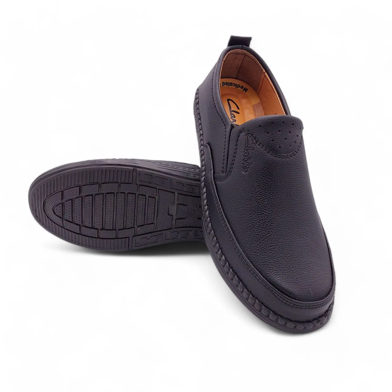 Mova Comfort Fit Rexine Leather SlipOns RB33 - Black