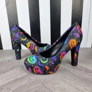 Neon Halloween Pumpkins High heels