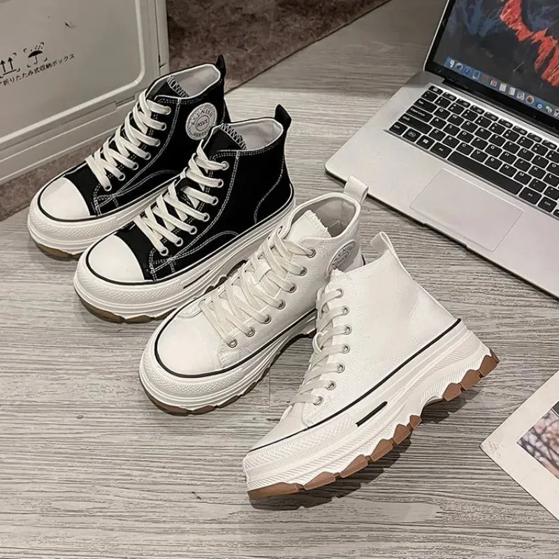 New Canvas Shoes Women Casual Platform Sneakers Stars Canvas Trainers Running Sport Shoes Tennis Shoes Outdoor Walking Sneakers