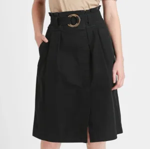 NWT Banana Republic Black Cotton Canvas Belted Utility Midi Skirt 6