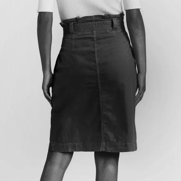 NWT Banana Republic Black Cotton Canvas Belted Utility Midi Skirt 6