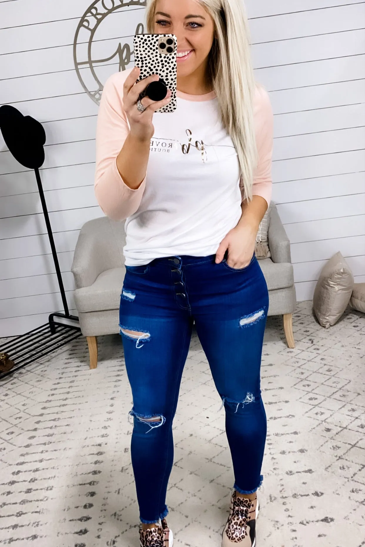 PB Peach & White Tee