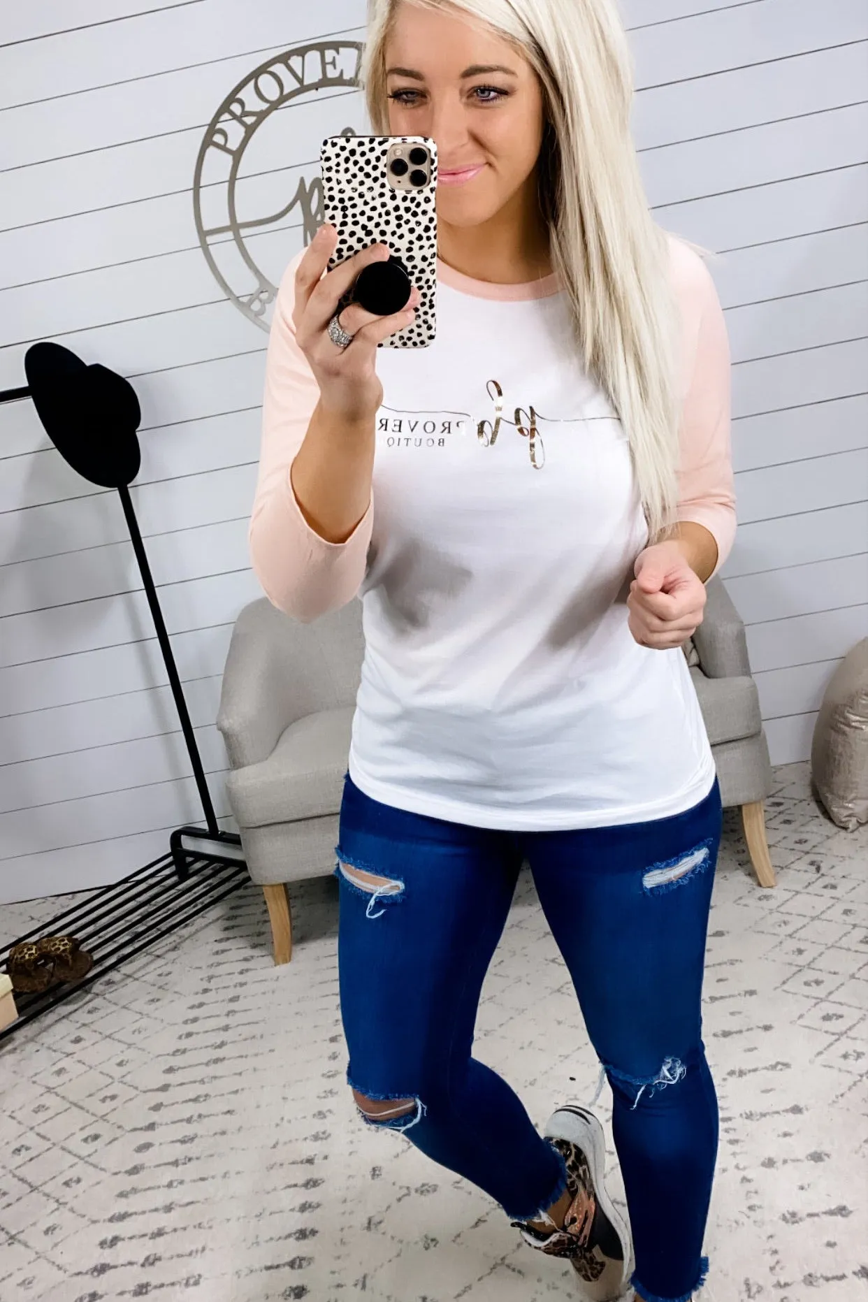 PB Peach & White Tee