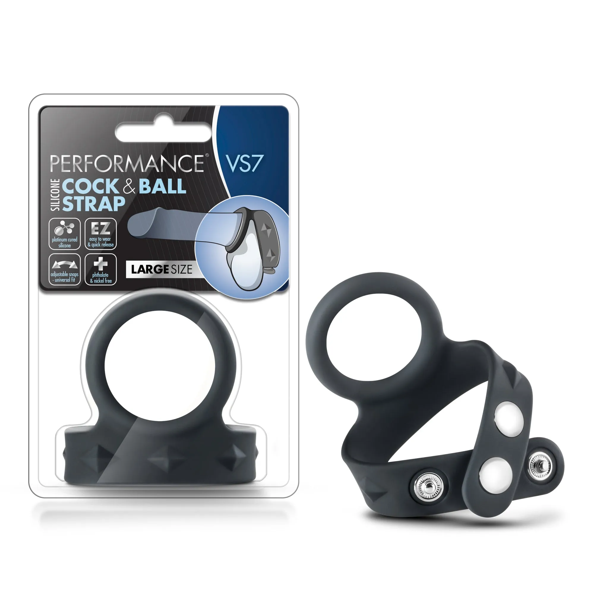Performance - Vs7 - Silicone Cock &amp; Ball Strap  Large - Black