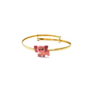 Pink Elephant Adjustable Baby Bangle Bracelet (14K)