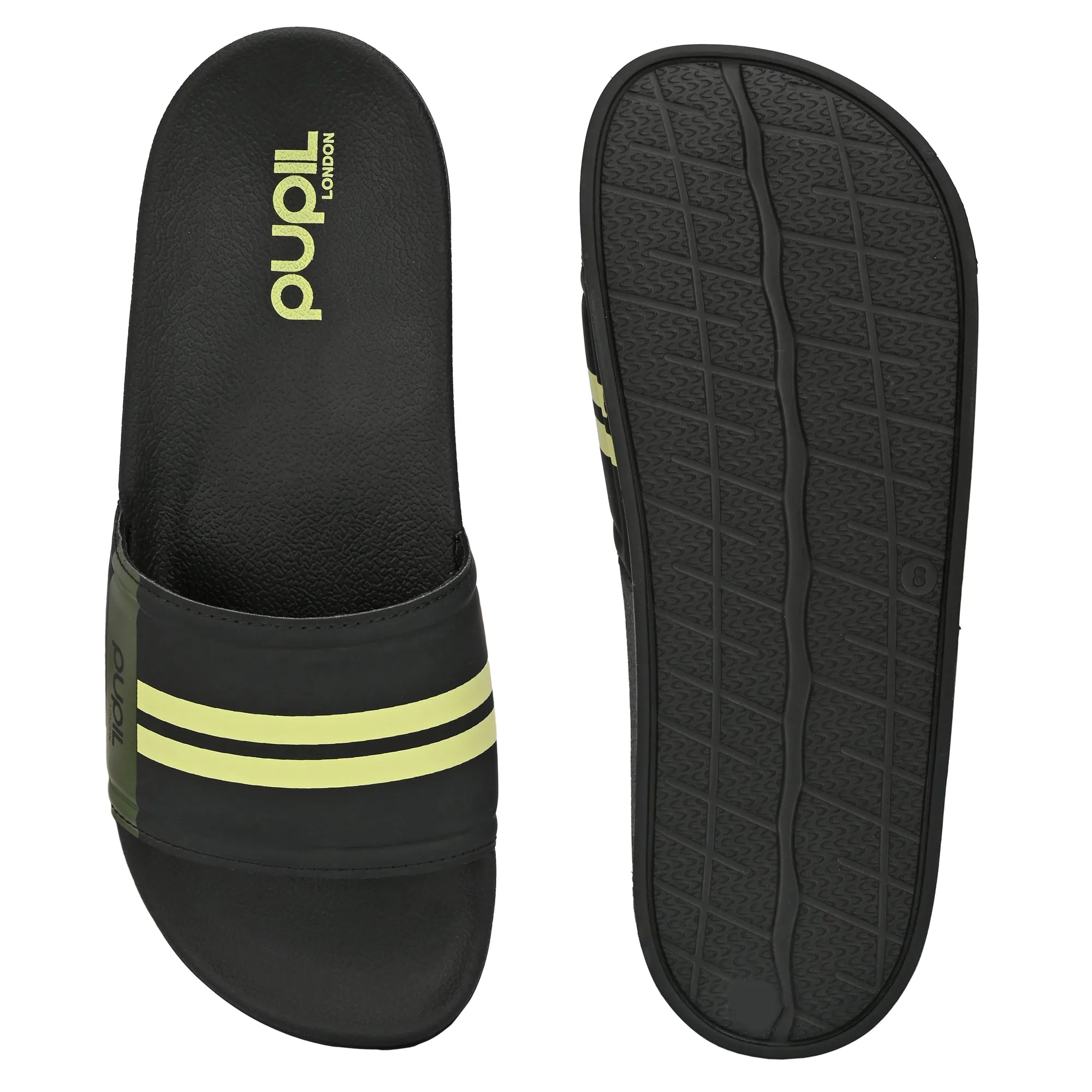 Pupil Men's BEN-2 Pool Slider, Black and Olive