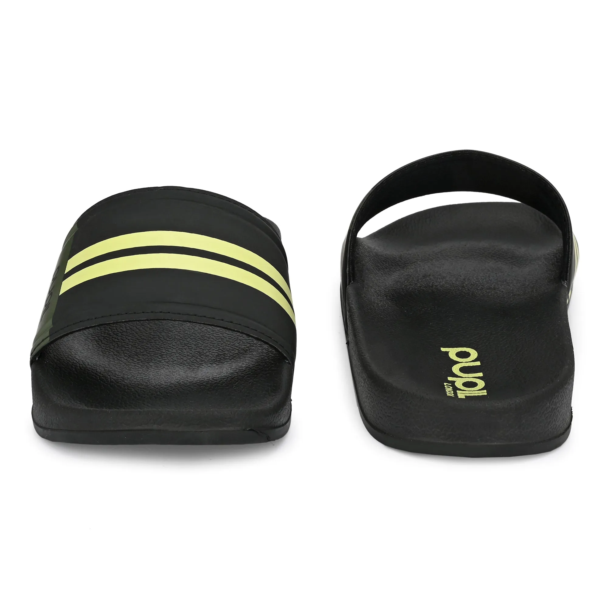Pupil Men's BEN-2 Pool Slider, Black and Olive