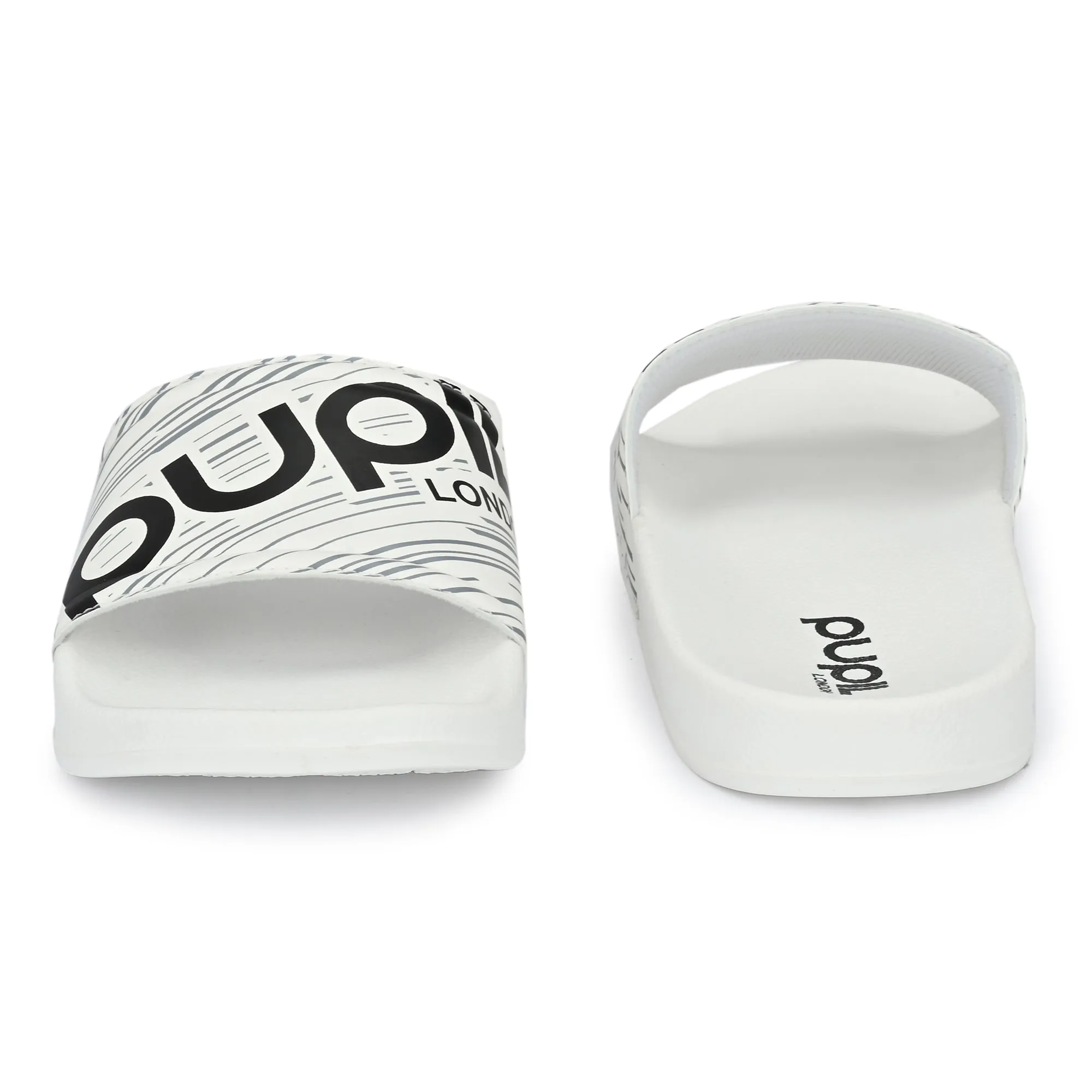 Pupil Men's BEN-3 Pool Slider, White and Black