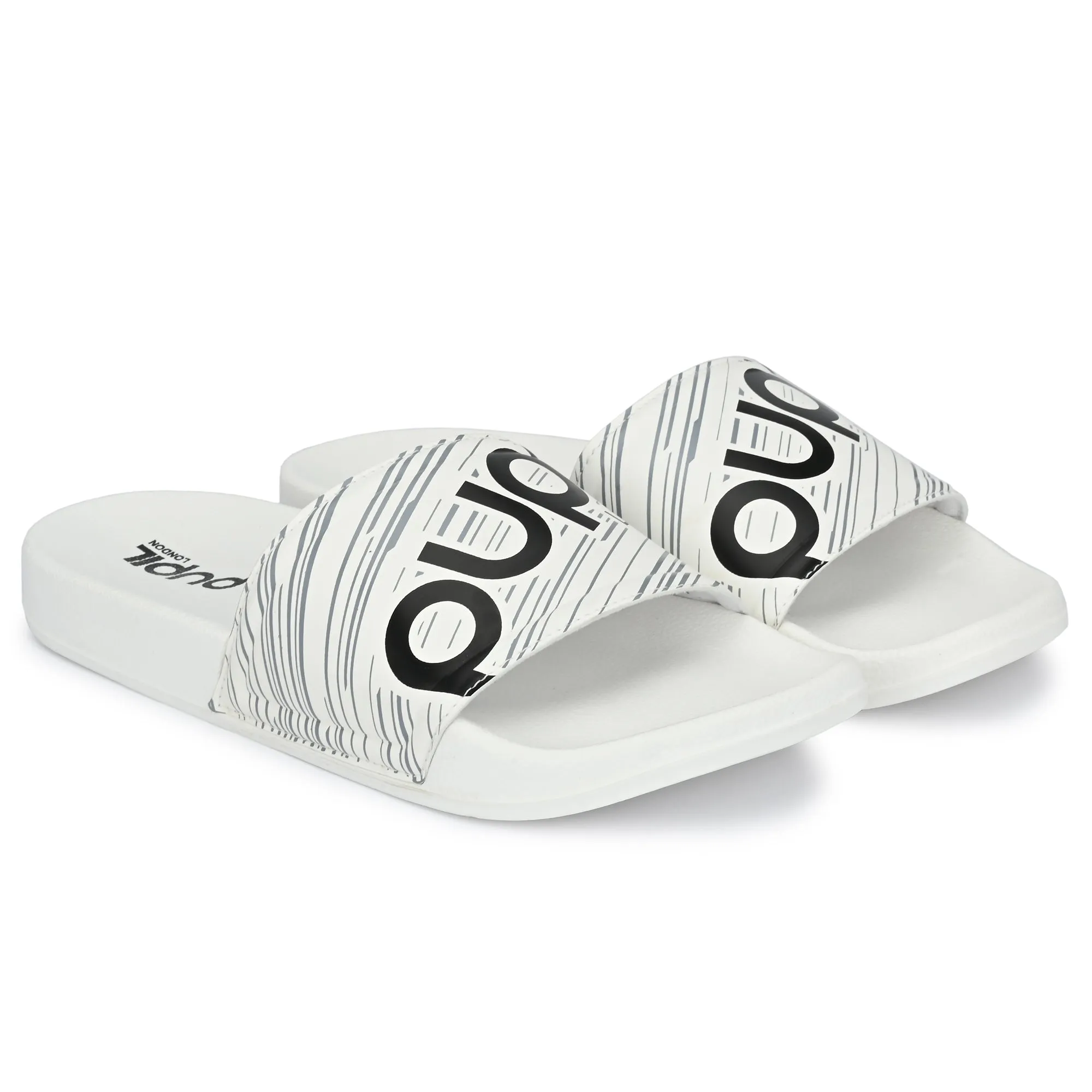 Pupil Men's BEN-3 Pool Slider, White and Black