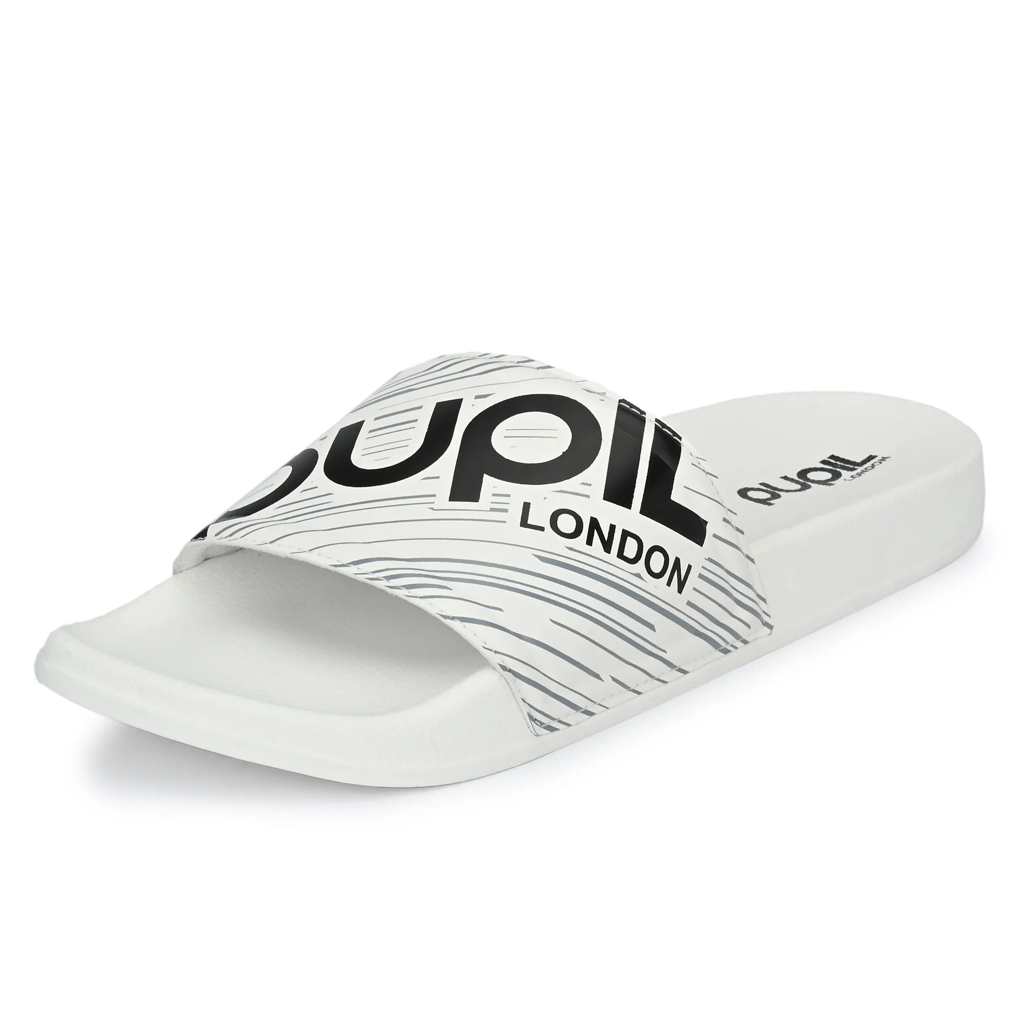 Pupil Men's BEN-3 Pool Slider, White and Black