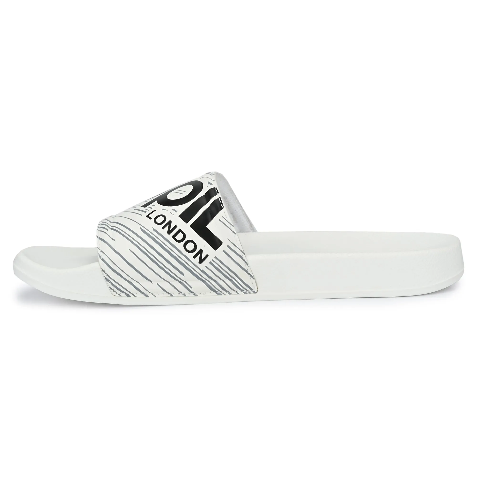 Pupil Men's BEN-3 Pool Slider, White and Black