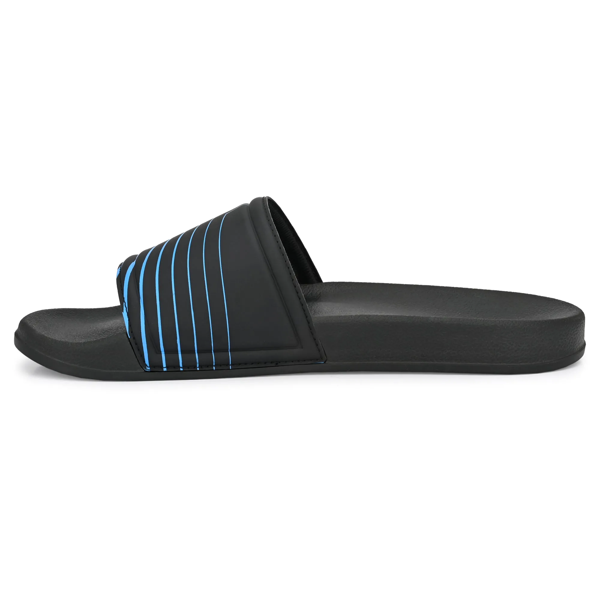 Pupil Men's BEN-4 Pool Slider, Black and Blue