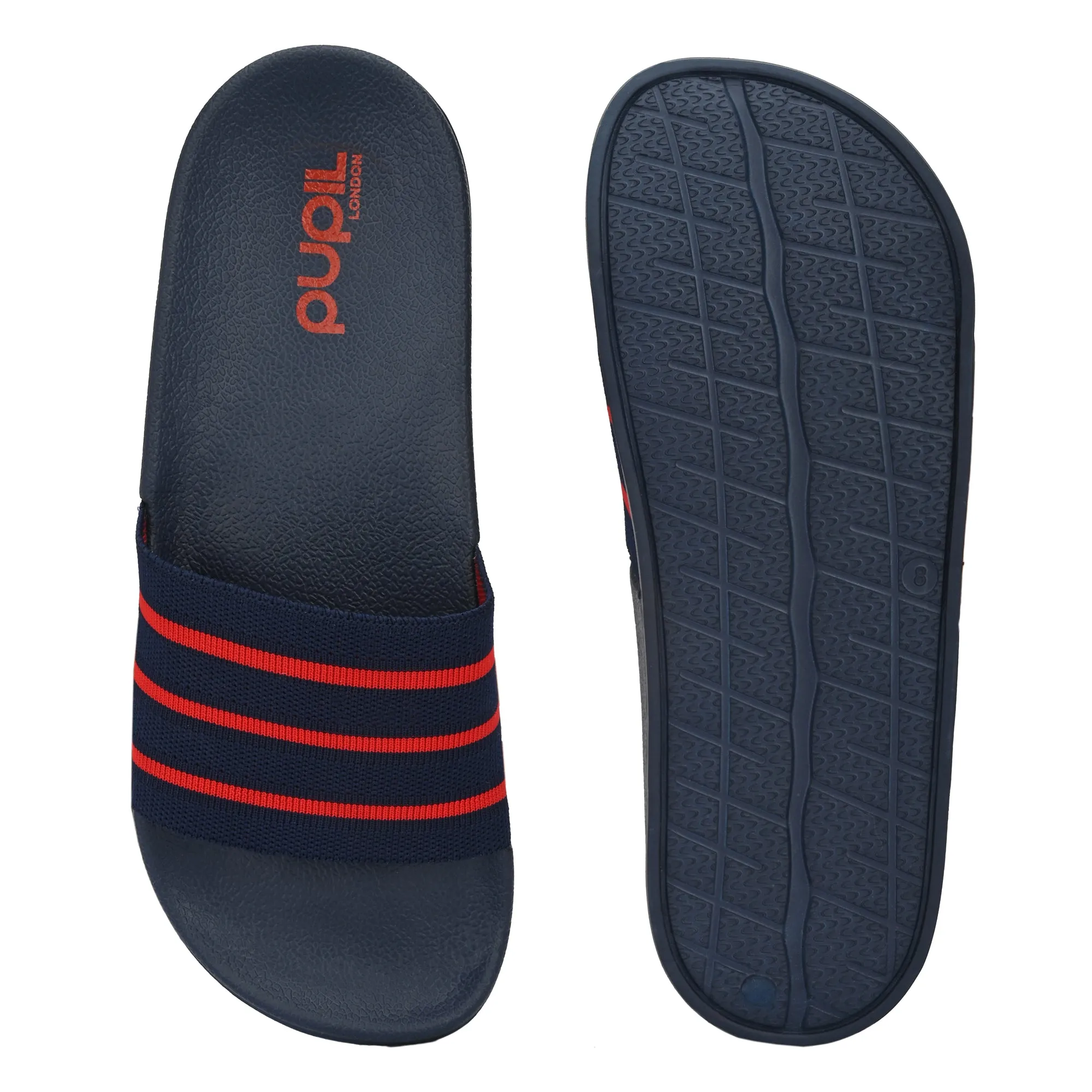 Pupil Men's BEN-5 Pool Slider, Navy and Red