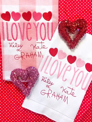 Qty 1- I love you handwritten Linens