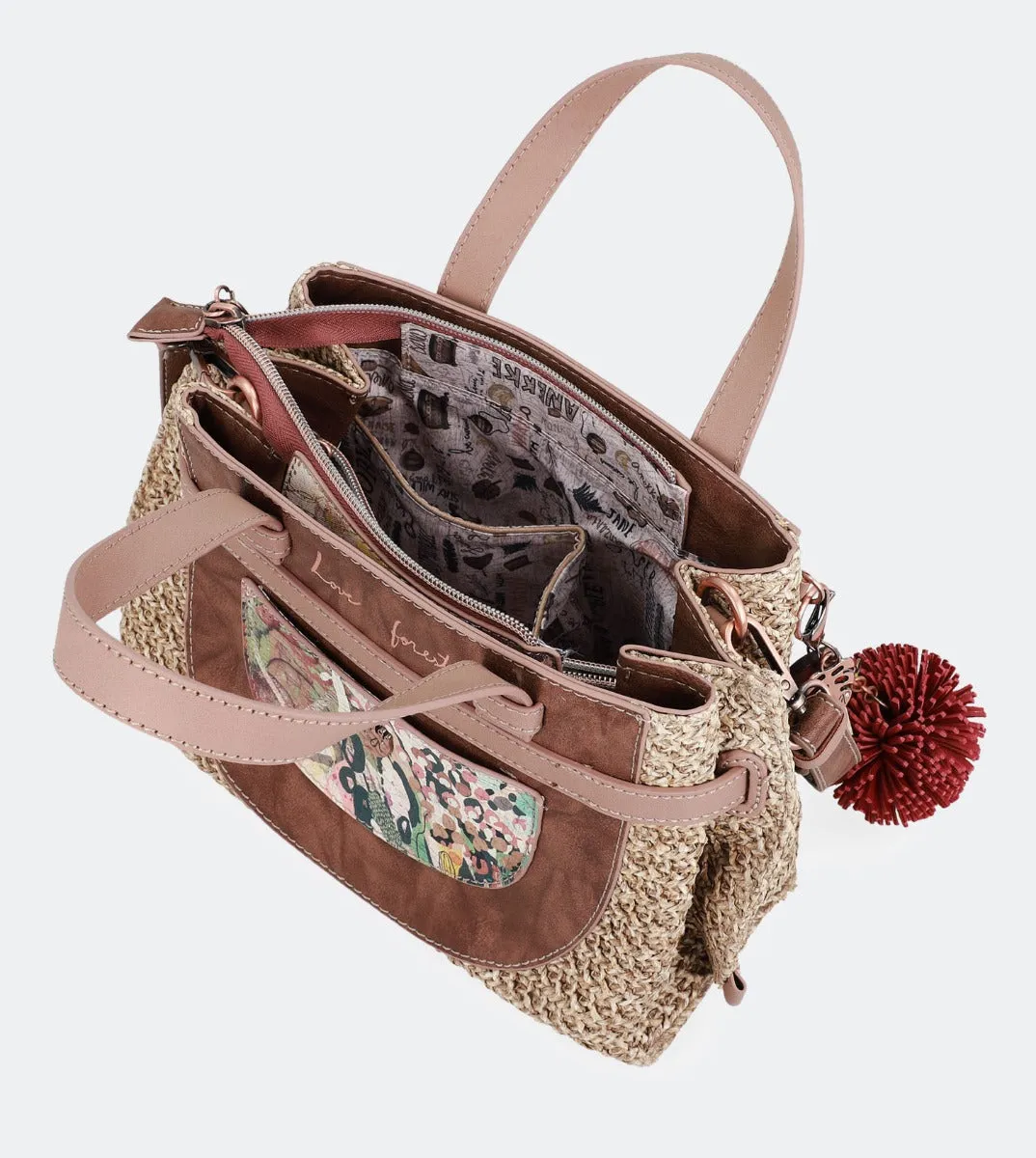 Raffia bowling bag with a bow