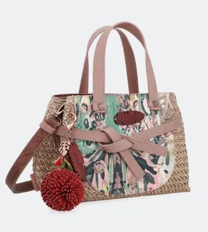 Raffia bowling bag with a bow