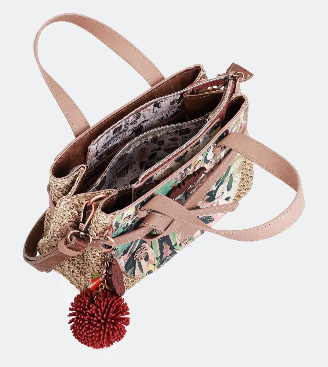 Raffia bowling bag with a bow