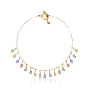 Sapphire Briolette Bracelet in 18k Yellow Gold