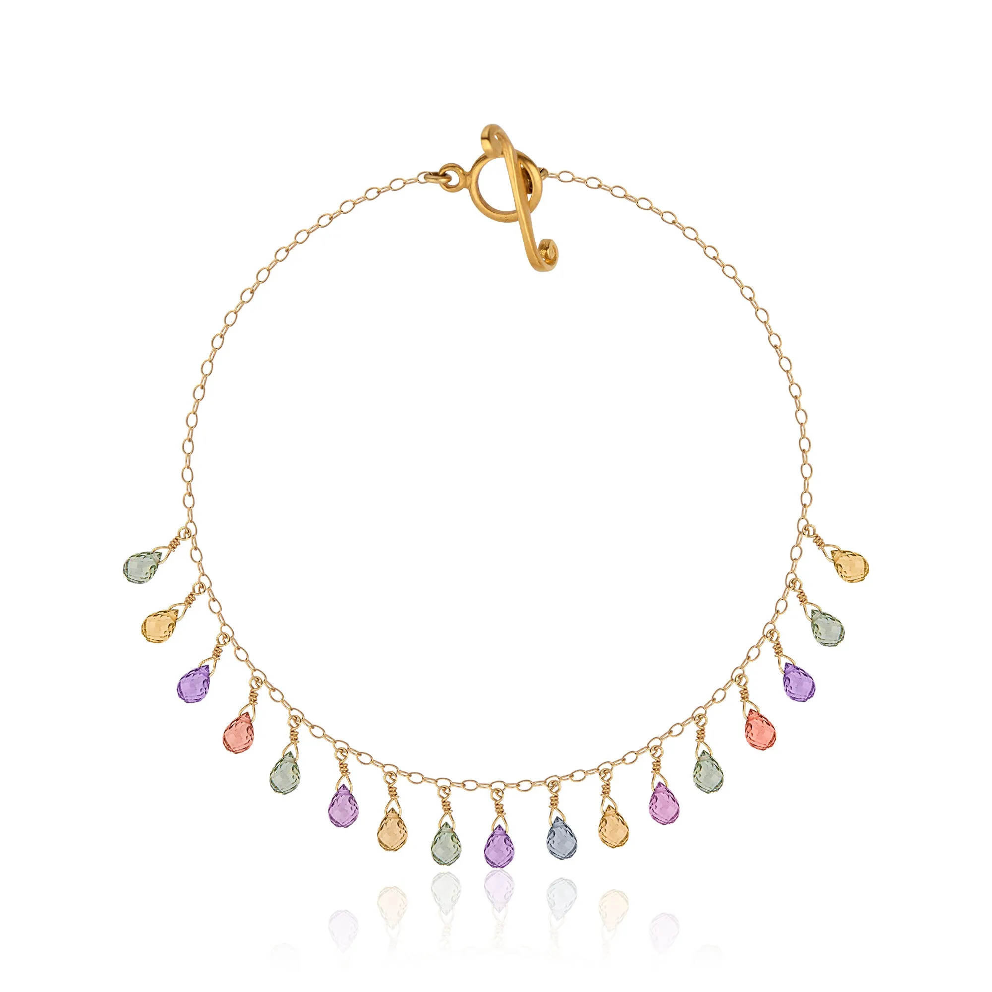 Sapphire Briolette Bracelet in 18k Yellow Gold
