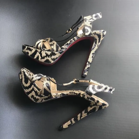 Sergio Zelcer Gorgeous Brazilian Designer Sequin Animal Print Heels