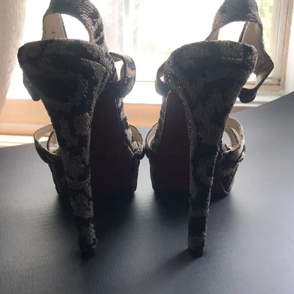 Sergio Zelcer Gorgeous Brazilian Designer Sequin Animal Print Heels