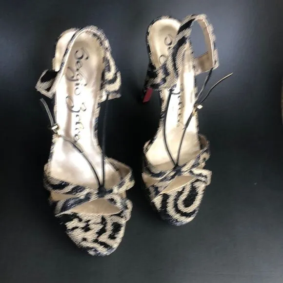 Sergio Zelcer Gorgeous Brazilian Designer Sequin Animal Print Heels