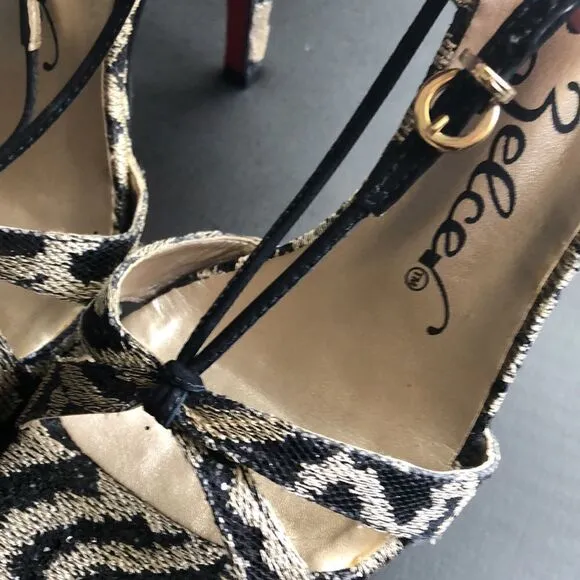 Sergio Zelcer Gorgeous Brazilian Designer Sequin Animal Print Heels