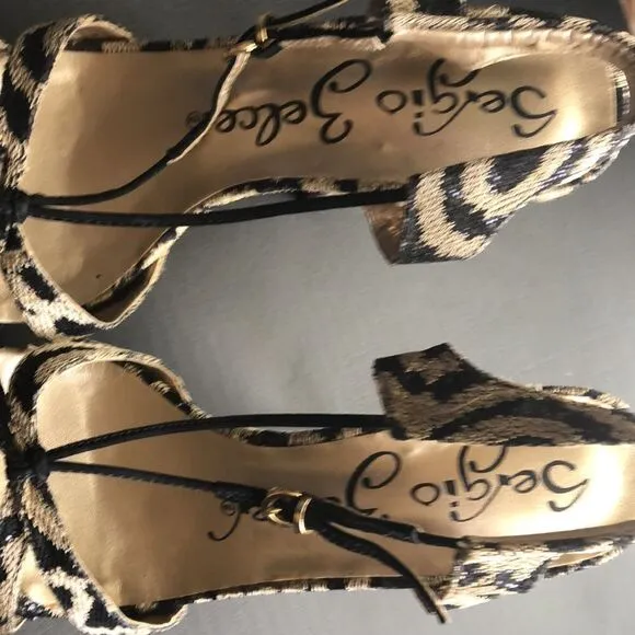 Sergio Zelcer Gorgeous Brazilian Designer Sequin Animal Print Heels