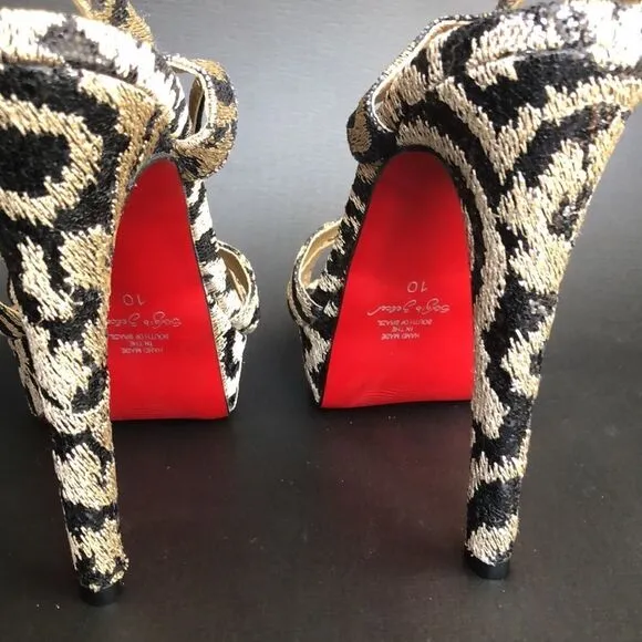 Sergio Zelcer Gorgeous Brazilian Designer Sequin Animal Print Heels