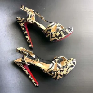 Sergio Zelcer Gorgeous Brazilian Designer Sequin Animal Print Heels