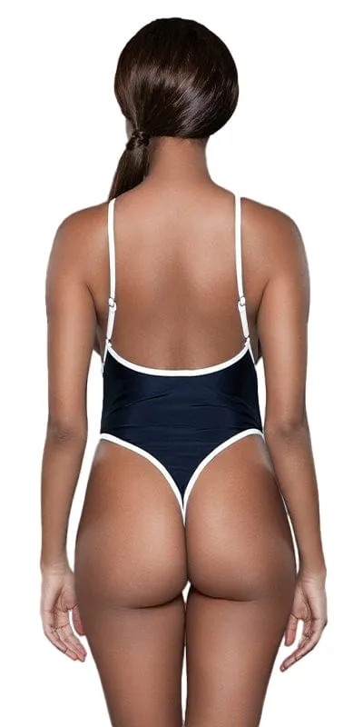 Sexy Erica Two-Tone Adjustable Strap Seamless Swimsuit
