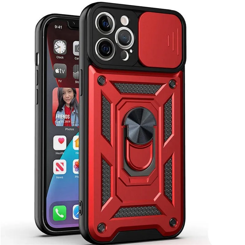 Shockproof Armor Magnetic Case For iPhone With Ring Holder Kickstand And Camera Protection Cover