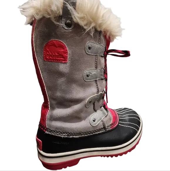 Sorel Joan of Arctic Faux Fur Lace Up Grey/Pink/Black Winter Snow Boots 4