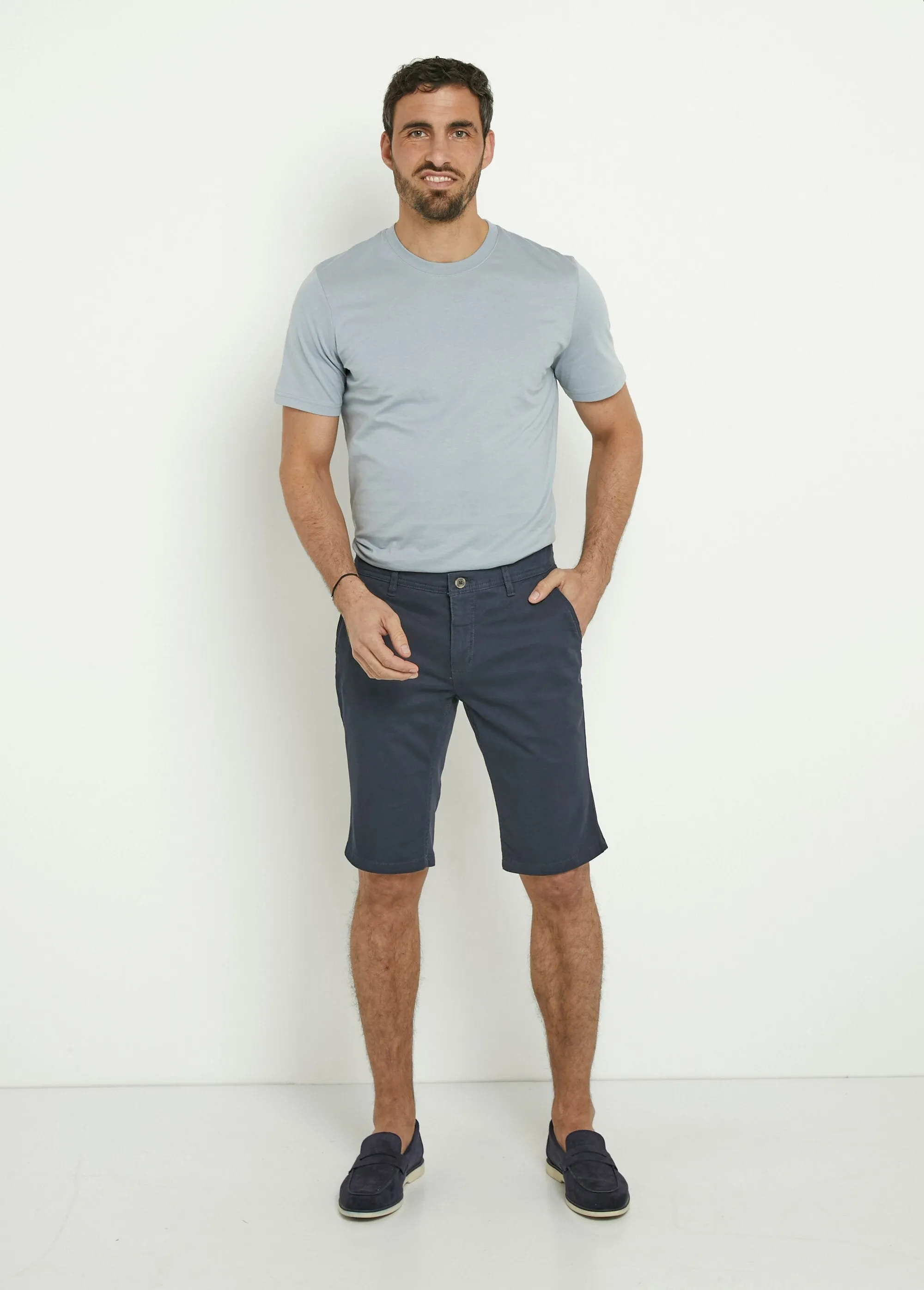 Stretch cotton canvas Bermuda shorts